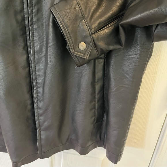 Cozy Dockers Bomber Jacket Faux Leather Brown Quilted Lining Size L - Picture 8 of 14
